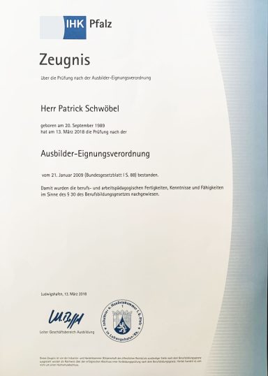 IHK Patrick Schwöbel Zeugnis