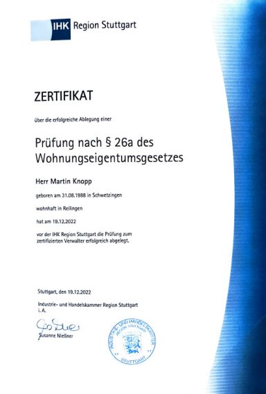 IHK Martin Knopp Zertifikat